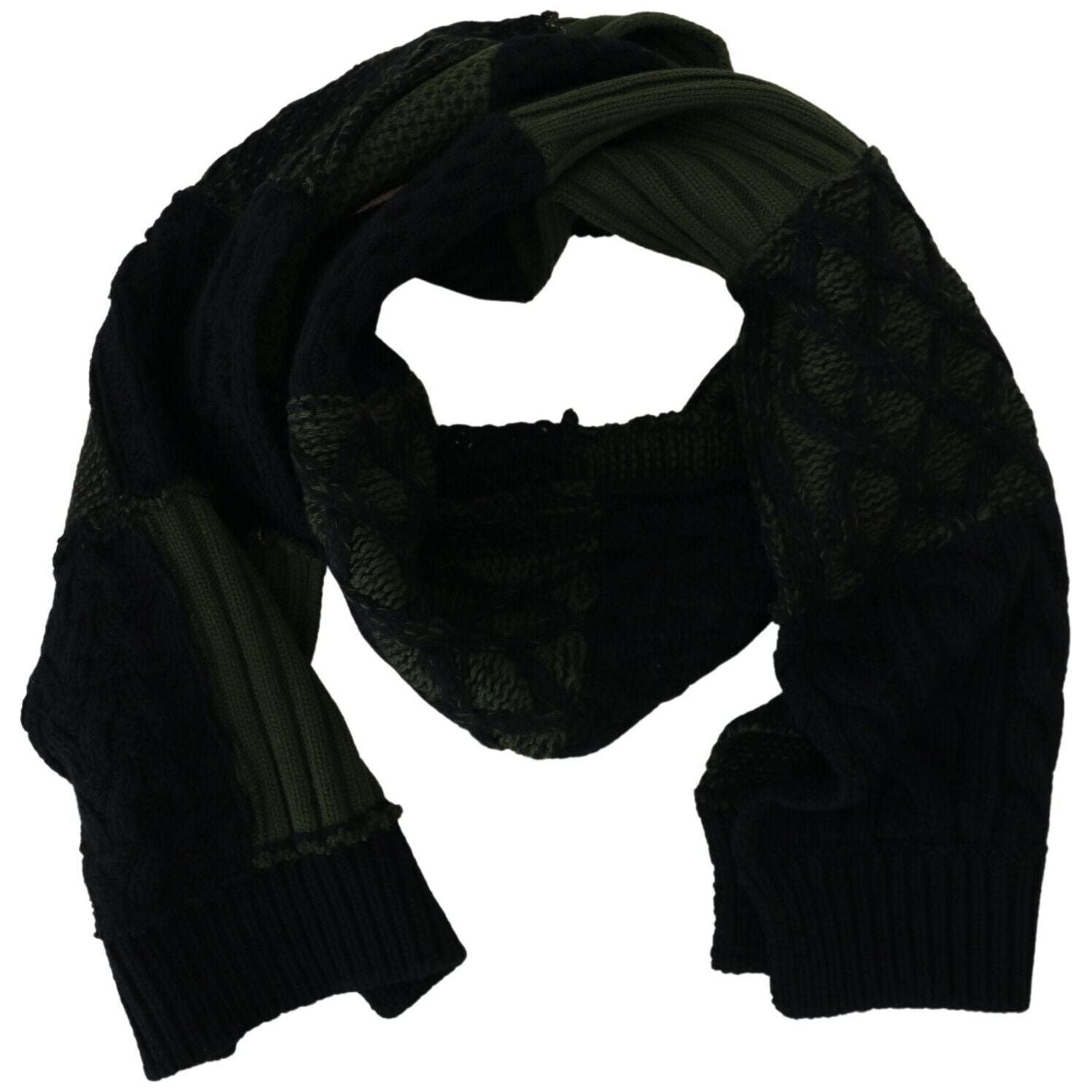 Dolce & Gabbana Black Green Knitted Men Neck Wrap Shawl Scarf