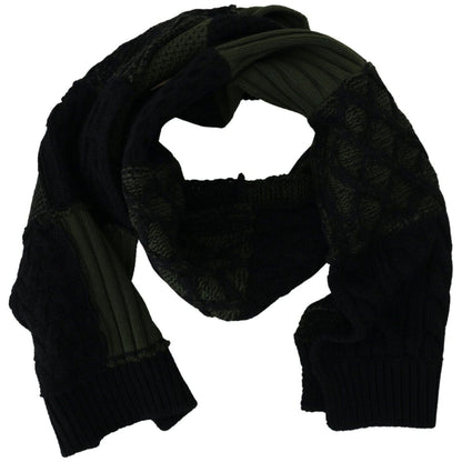 Dolce & Gabbana Black Green Knitted Men Neck Wrap Shawl Scarf Dolce & Gabbana