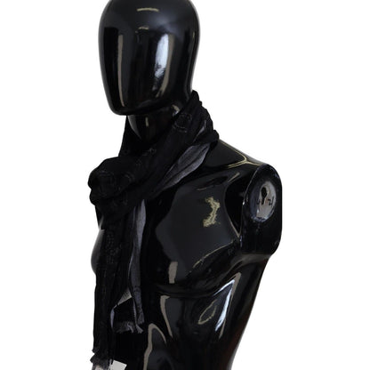 Costume National Black Grey Logo Print Men Neck Wrap Shawl Scarf Costume National