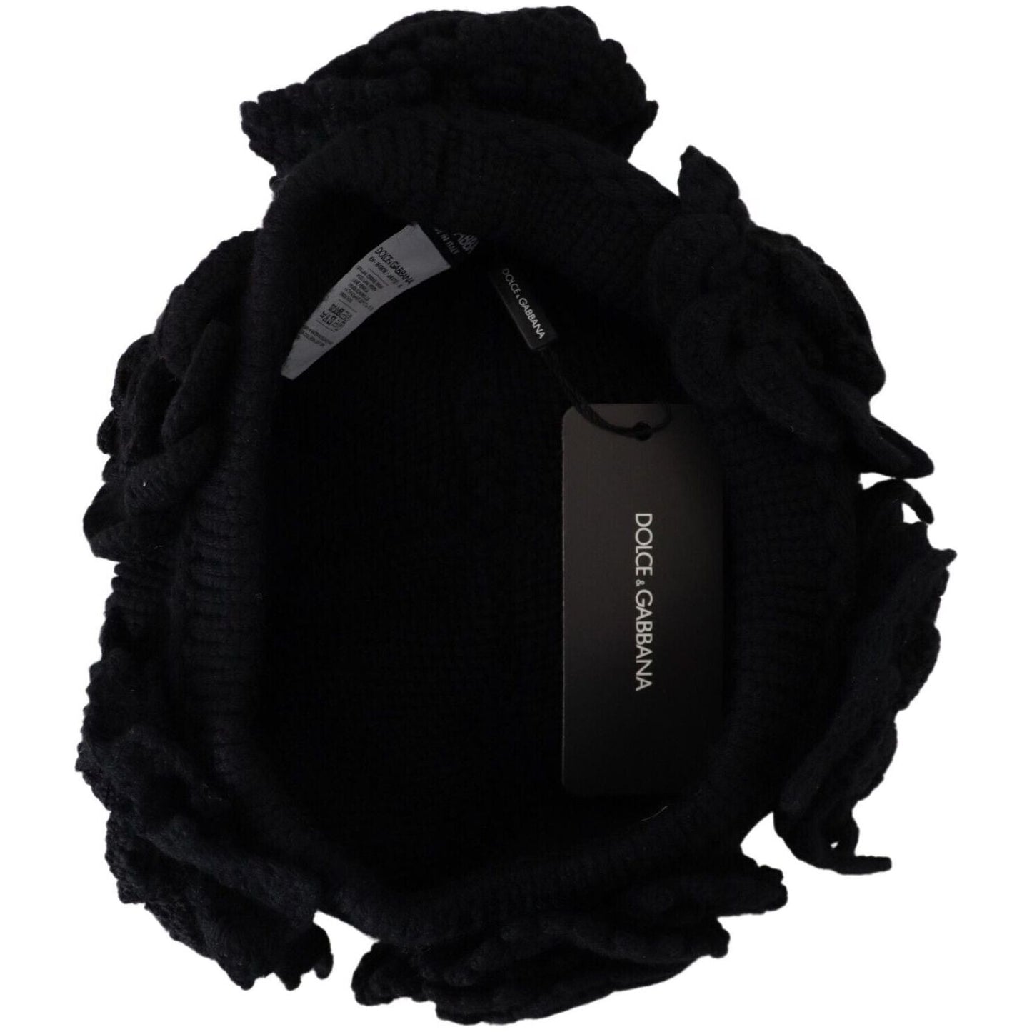 Dolce & Gabbana Black Wool Knit Winter Beanie Hat Dolce & Gabbana