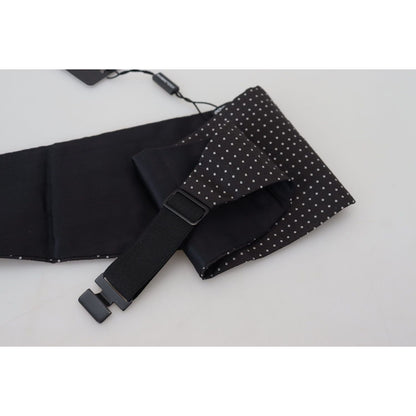 Dolce & Gabbana Black Polka Dot Wide Waist Men Belt Cummerband Dolce & Gabbana