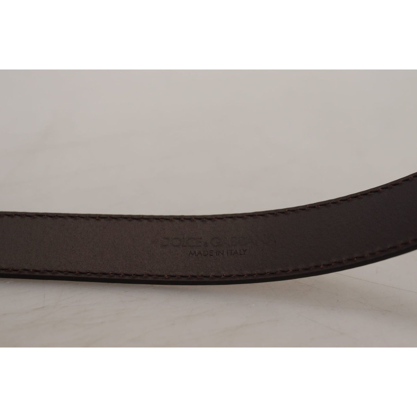 Dolce & Gabbana Gold Leather Silver Square Metal Buckle Belt Dolce & Gabbana