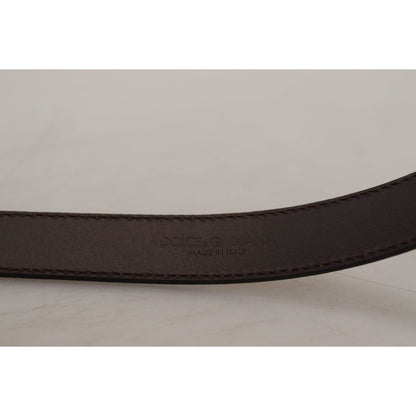Dolce & Gabbana Gold Leather Silver Square Metal Buckle Belt Dolce & Gabbana