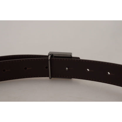 Dolce & Gabbana Gold Leather Silver Square Metal Buckle Belt Dolce & Gabbana