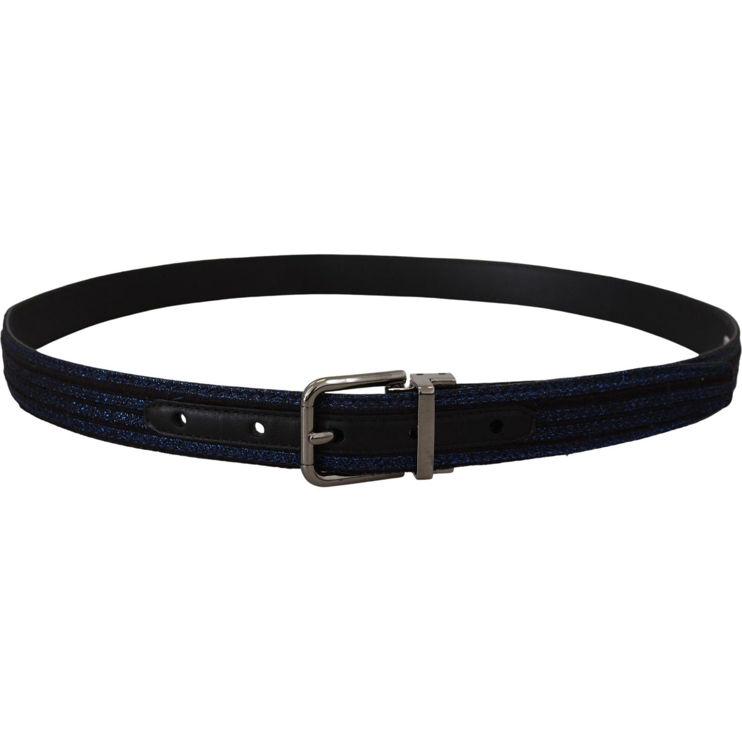 Dolce & Gabbana Blue Jacquard Stripe Silver Buckle Belt Dolce & Gabbana