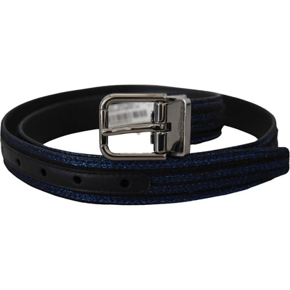Dolce & Gabbana Blue Jacquard Stripe Silver Buckle Belt Dolce & Gabbana