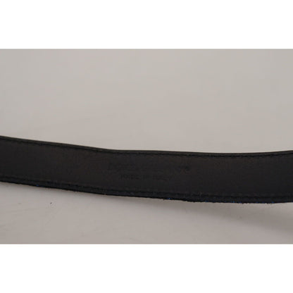 Dolce & Gabbana Blue Jacquard Stripe Silver Buckle Belt Dolce & Gabbana