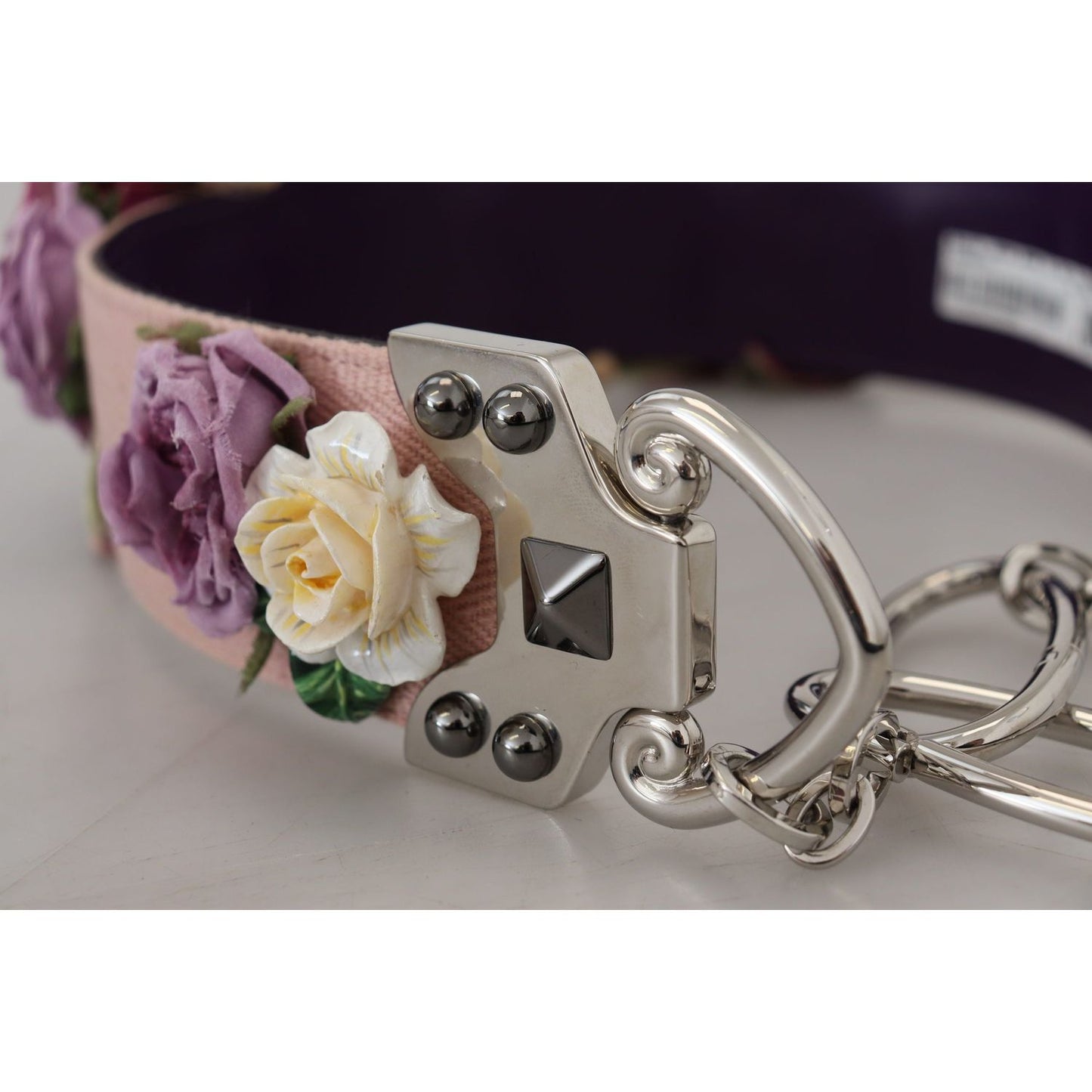 Dolce & Gabbana Multicolor Floral Appliques Metal Shoulder Strap Dolce & Gabbana