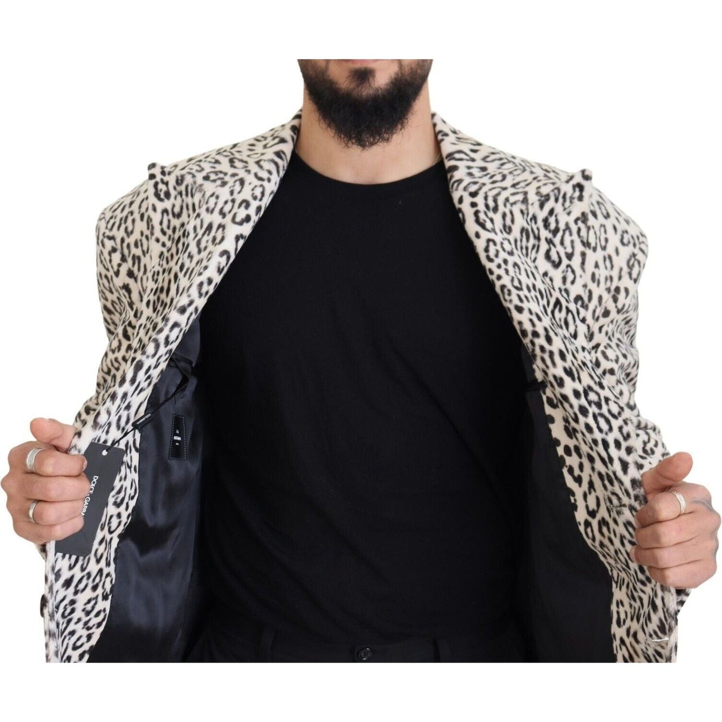 Dolce & Gabbana White Leopard Single Breasted Coat Blazer Dolce & Gabbana