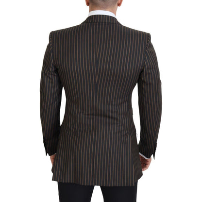 Dolce & Gabbana Black Brown Stripes Single Breasted Blazer Dolce & Gabbana