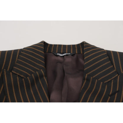 Dolce & Gabbana Black Brown Stripes Single Breasted Blazer Dolce & Gabbana