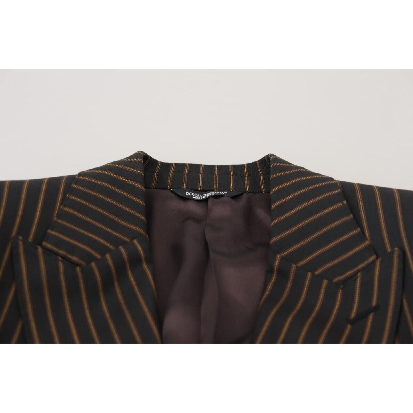 Dolce & Gabbana Black Brown Stripes Single Breasted Blazer Dolce & Gabbana