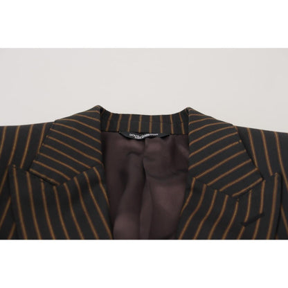 Dolce & Gabbana Black Brown Stripes Single Breasted Blazer Dolce & Gabbana