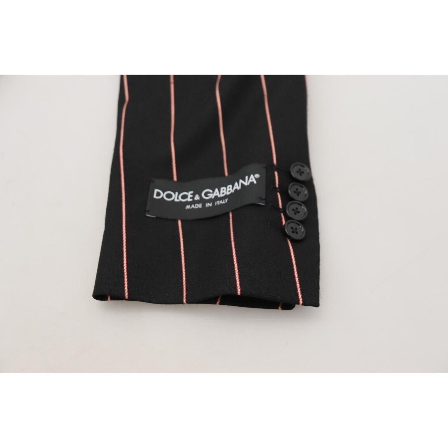 Dolce & Gabbana Black Stripes Viscose Double Breasted Blazer Dolce & Gabbana