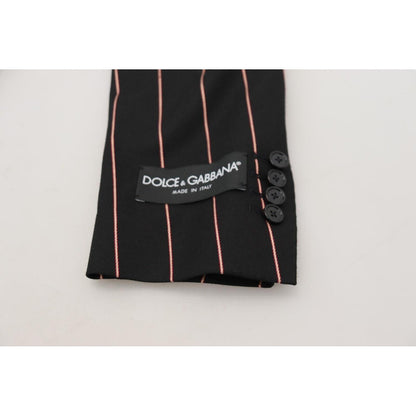Dolce & Gabbana Black Stripes Viscose Double Breasted Blazer Dolce & Gabbana