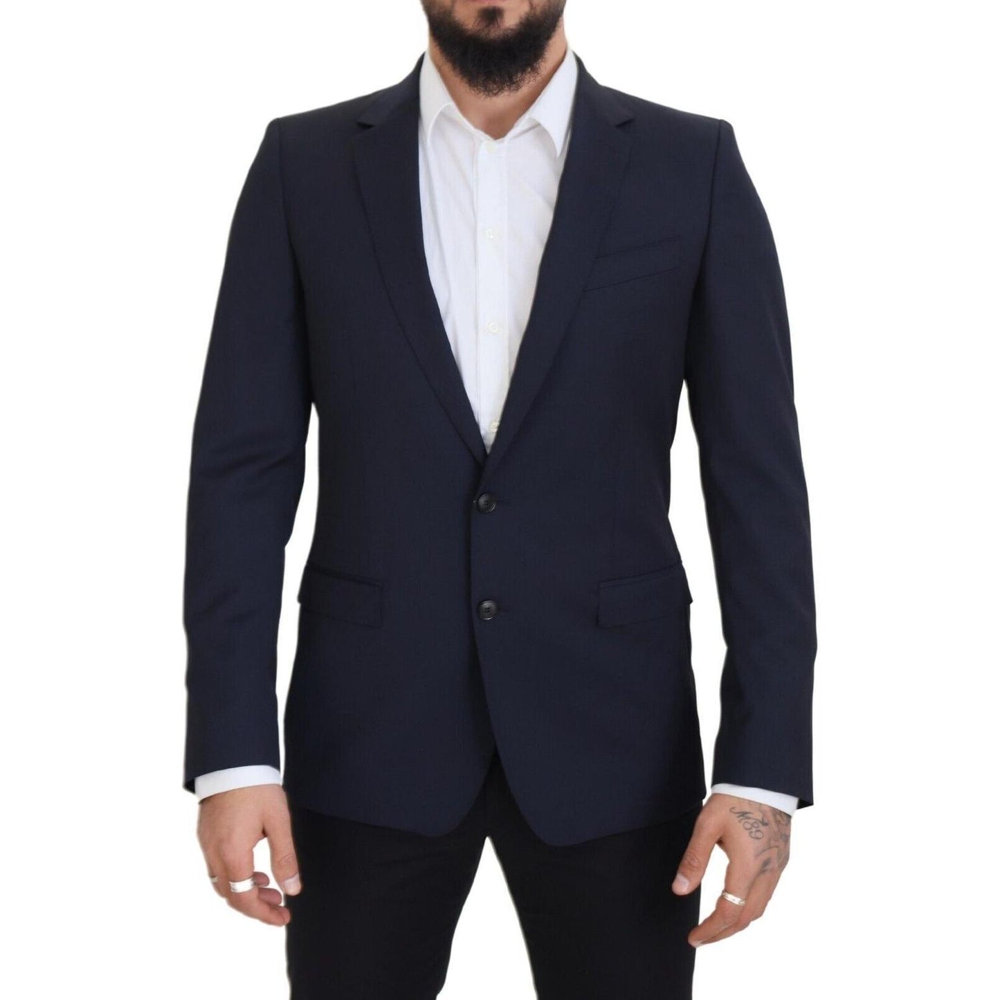 Dolce & Gabbana Dark Blue Wool Single Breasted MARTINI Blazer Dolce & Gabbana
