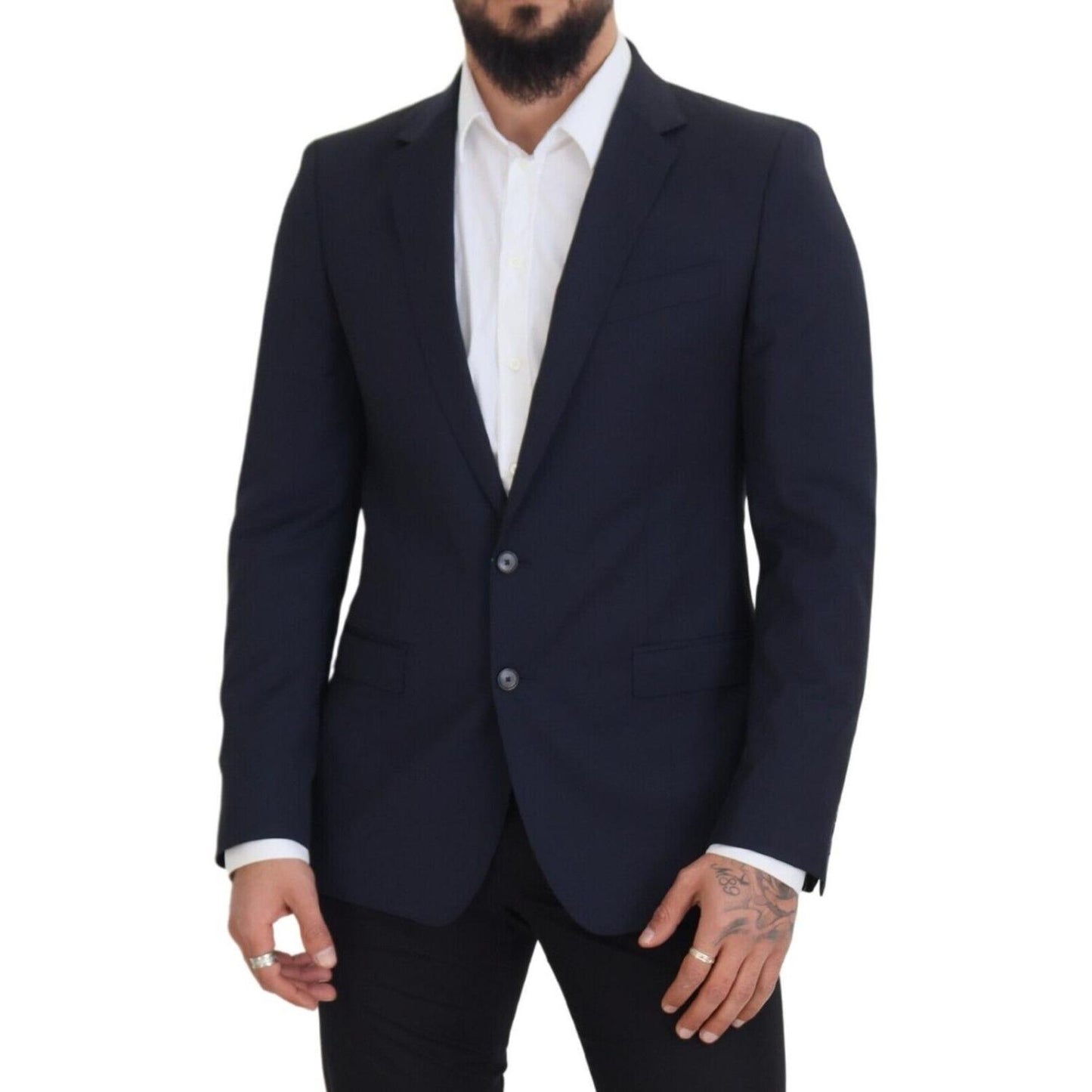 Dolce & Gabbana Dark Blue Wool Single Breasted MARTINI Blazer Dolce & Gabbana