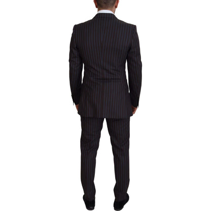 Dolce & Gabbana Black Striped Wool Formal 2 Piece Suit Dolce & Gabbana