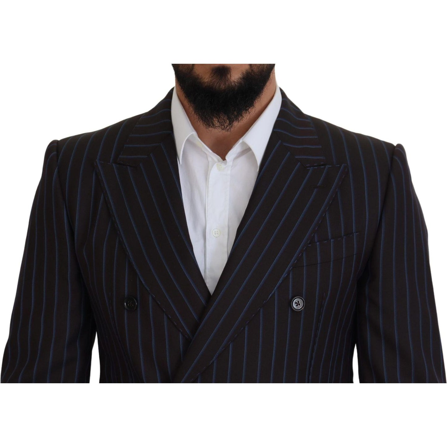 Dolce & Gabbana Black Striped Wool Formal 2 Piece Suit Dolce & Gabbana
