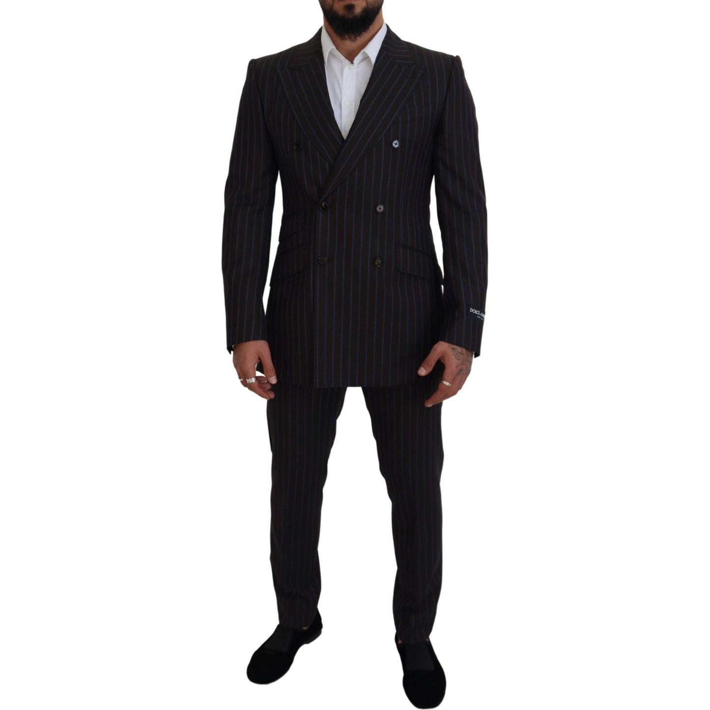 Dolce & Gabbana Black Striped Wool Formal 2 Piece Suit Dolce & Gabbana