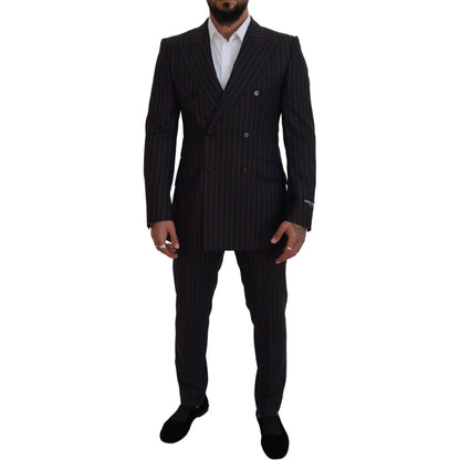 Dolce & Gabbana Black Striped Wool Formal 2 Piece Suit Dolce & Gabbana