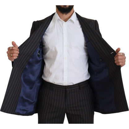 Dolce & Gabbana Black Striped Wool Formal 2 Piece Suit Dolce & Gabbana