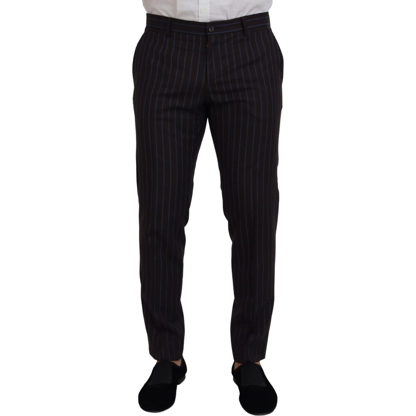 Dolce & Gabbana Black Striped Wool Formal 2 Piece Suit Dolce & Gabbana