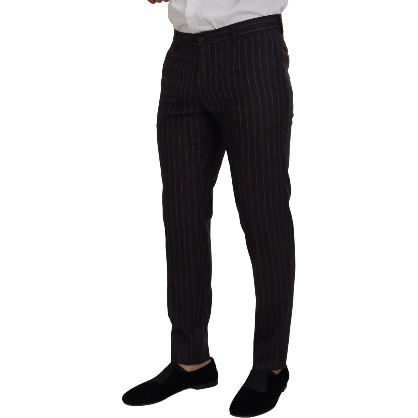 Dolce & Gabbana Black Striped Wool Formal 2 Piece Suit Dolce & Gabbana