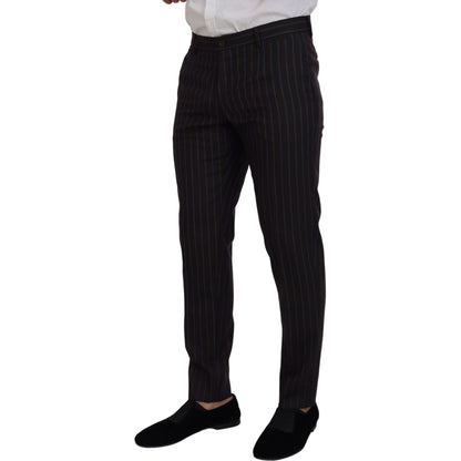 Dolce & Gabbana Black Striped Wool Formal 2 Piece Suit Dolce & Gabbana