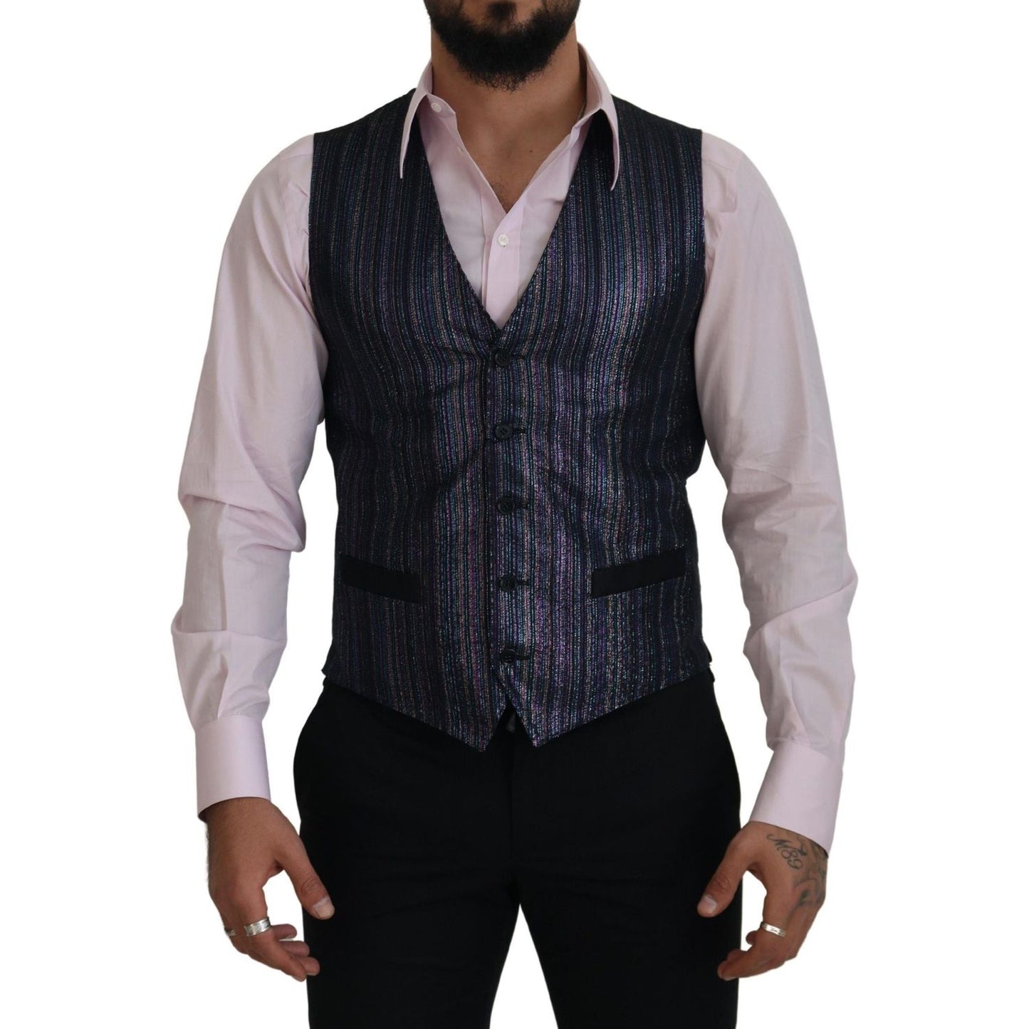 Dolce & Gabbana Multicolor Polyester Waistcoat Dress Formal Vest Dolce & Gabbana