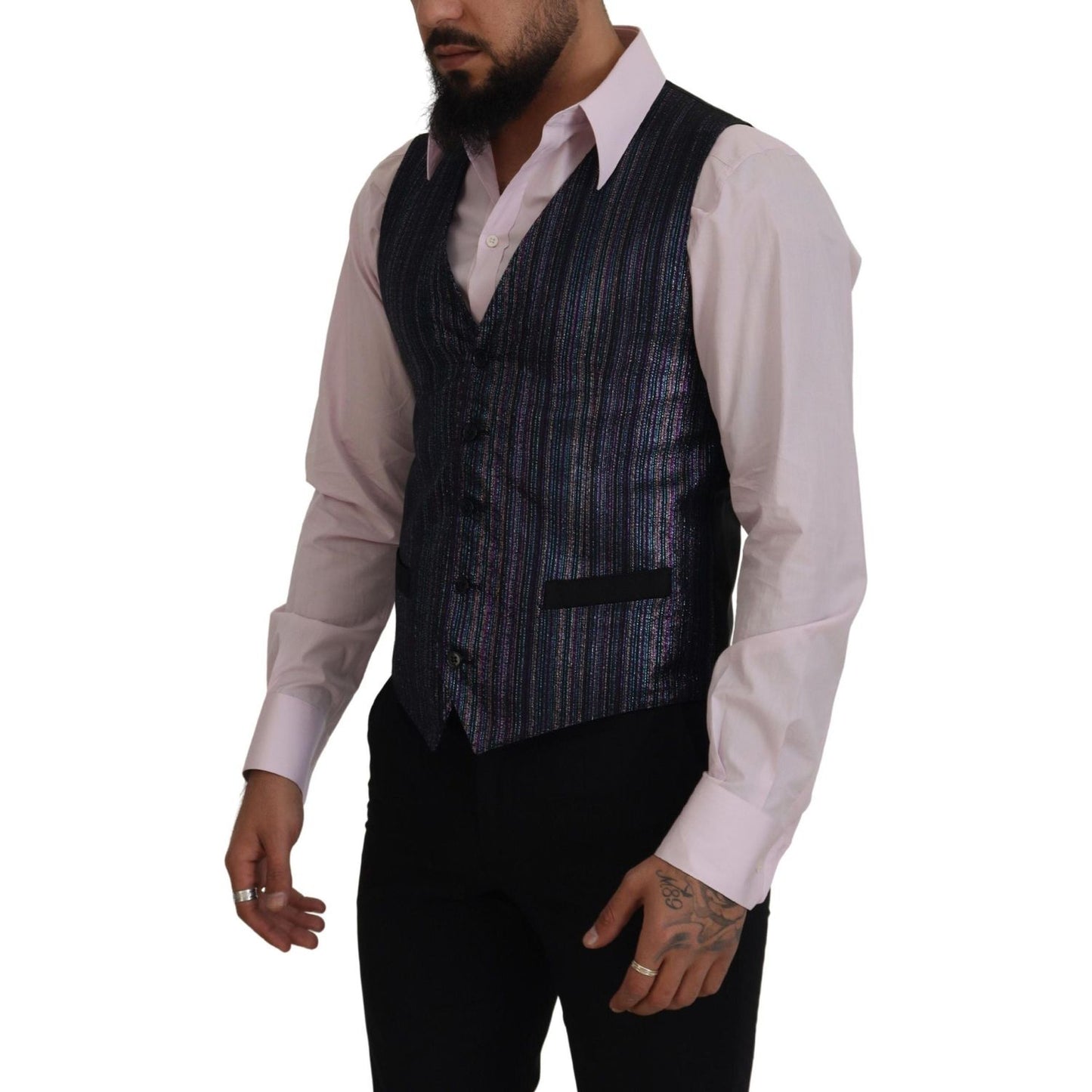 Dolce & Gabbana Multicolor Polyester Waistcoat Dress Formal Vest Dolce & Gabbana