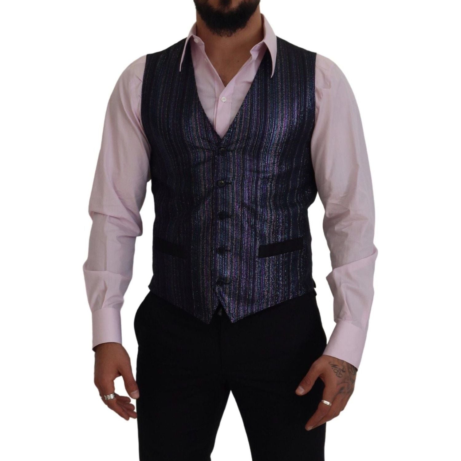 Dolce & Gabbana Multicolor Polyester Waistcoat Dress Formal Vest