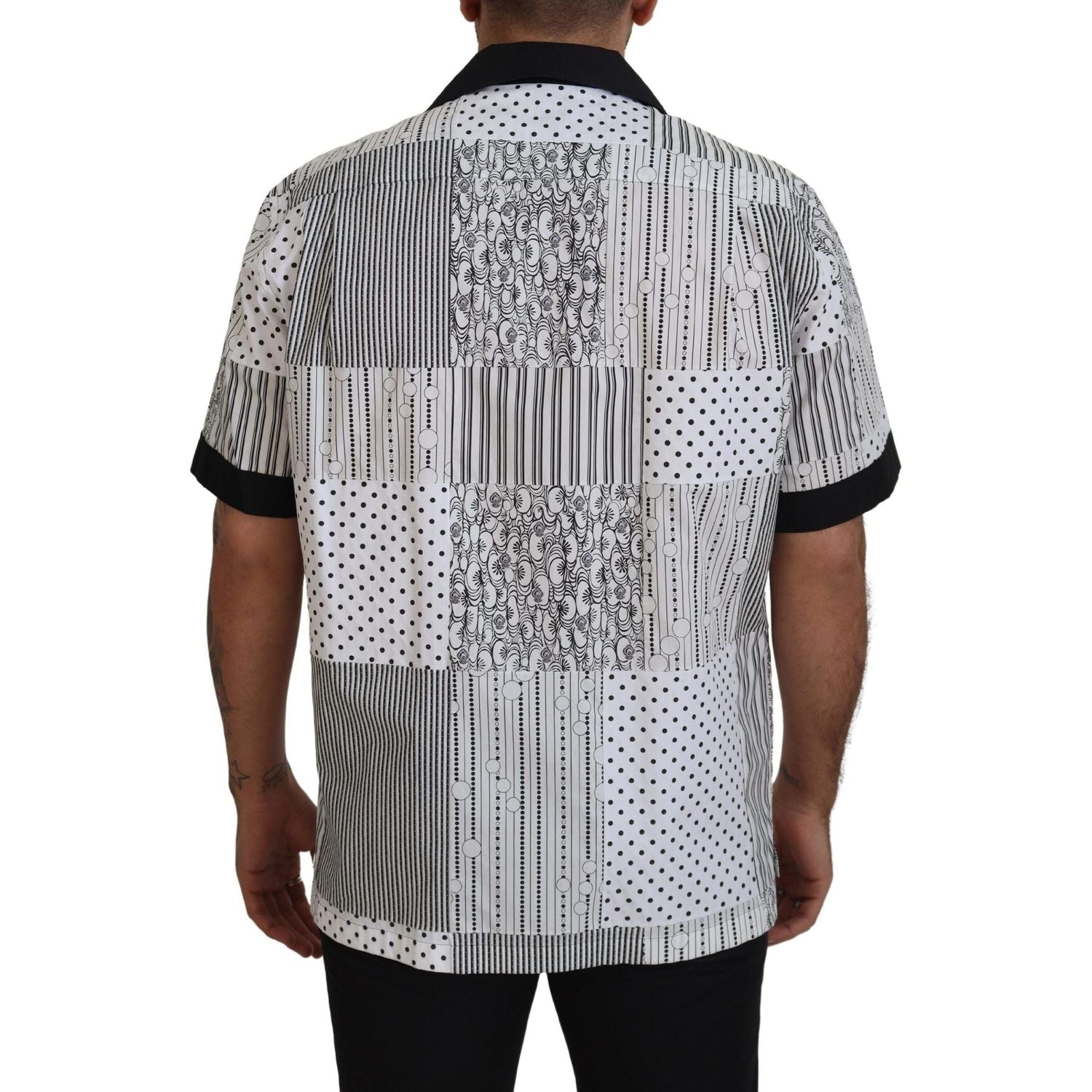 Dolce & Gabbana White Black Patterned Button Down Shirt