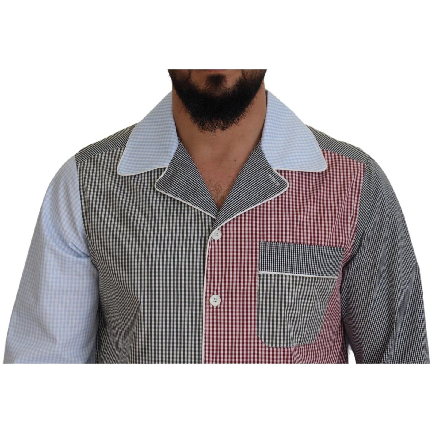Dolce & Gabbana Multicolor Patchwork Cotton Long Sleeves Shirt