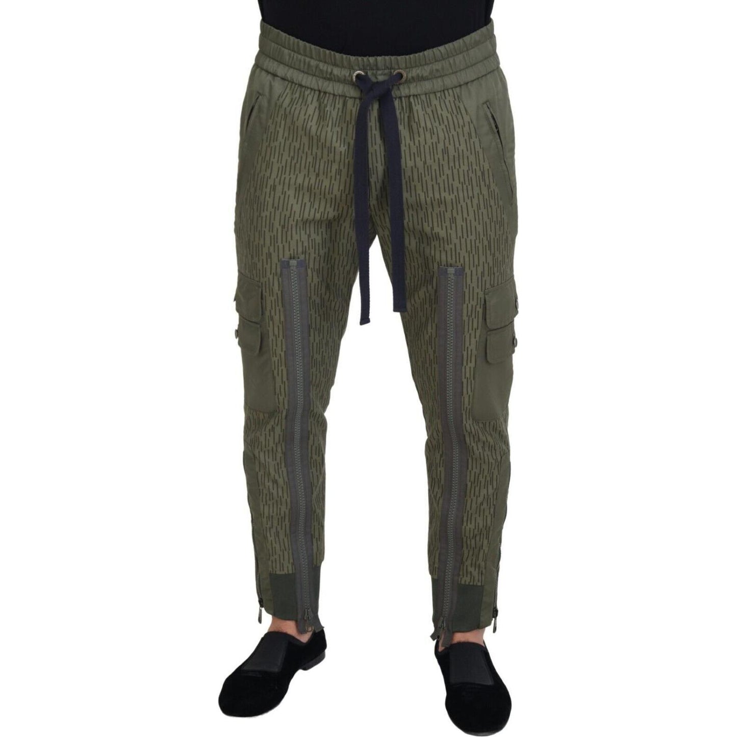 Dolce & Gabbana Green Striped Cargo Zipper Leg Men Trouser Pants Dolce & Gabbana
