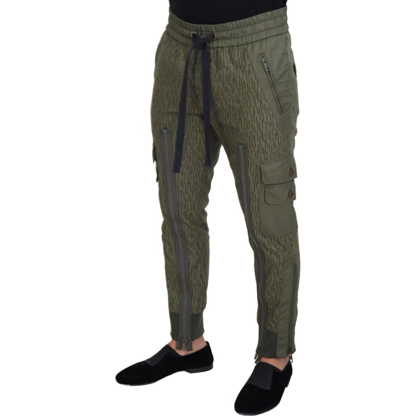 Dolce & Gabbana Green Striped Cargo Zipper Leg Men Trouser Pants Dolce & Gabbana