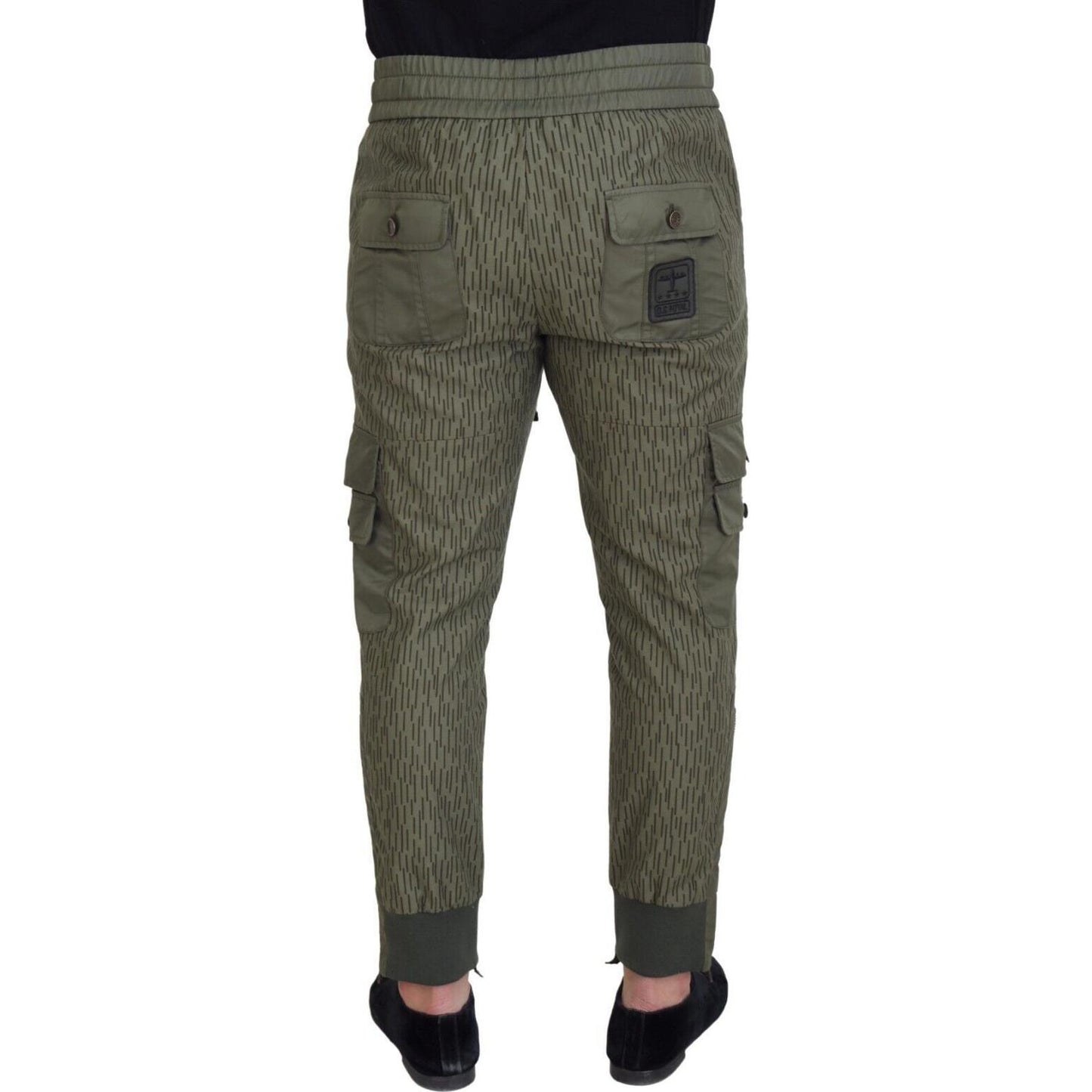 Dolce & Gabbana Green Striped Cargo Zipper Leg Men Trouser Pants Dolce & Gabbana