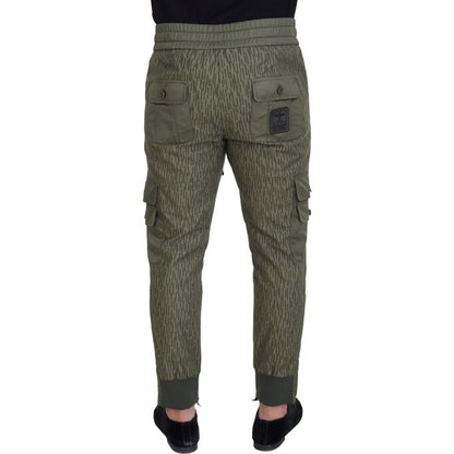 Dolce & Gabbana Green Striped Cargo Zipper Leg Men Trouser Pants Dolce & Gabbana