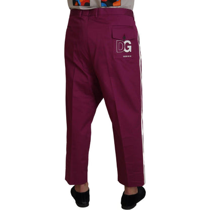 Dolce & Gabbana Magenta Cotton DG Logo Pocket Trouser Pants Dolce & Gabbana