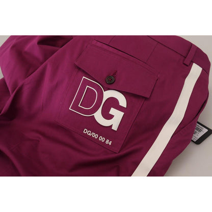 Dolce & Gabbana Magenta Cotton DG Logo Pocket Trouser Pants Dolce & Gabbana