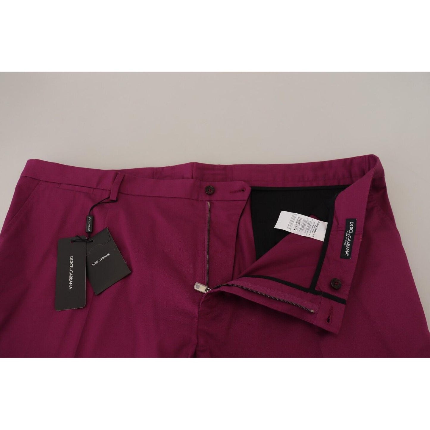 Dolce & Gabbana Magenta Cotton DG Logo Pocket Trouser Pants Dolce & Gabbana