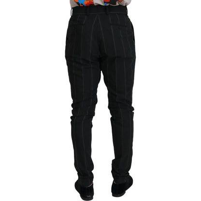 Dolce & Gabbana Black Striped Men Trousers Cotton Pants Dolce & Gabbana