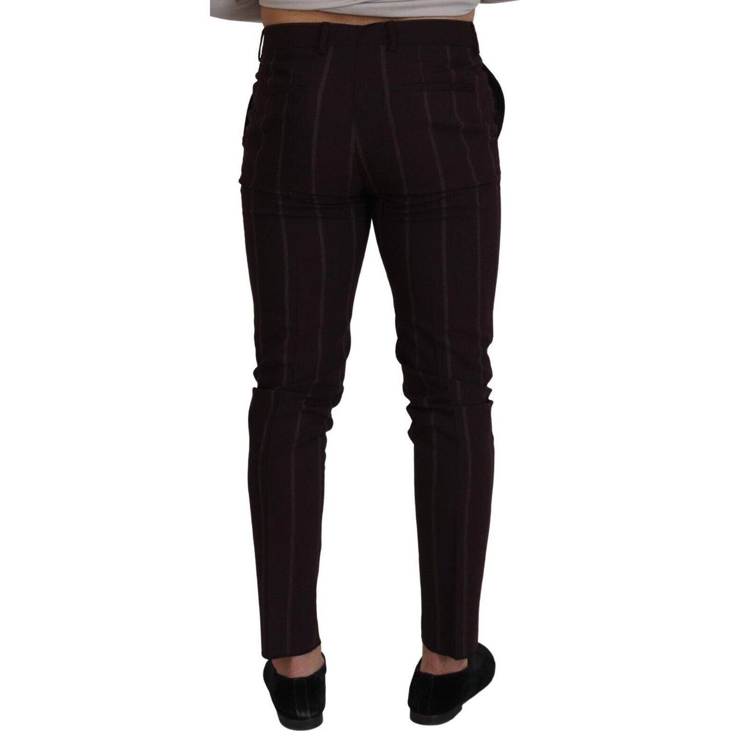 Dolce & Gabbana Brown Striped Men Trousers Cotton Pants Dolce & Gabbana