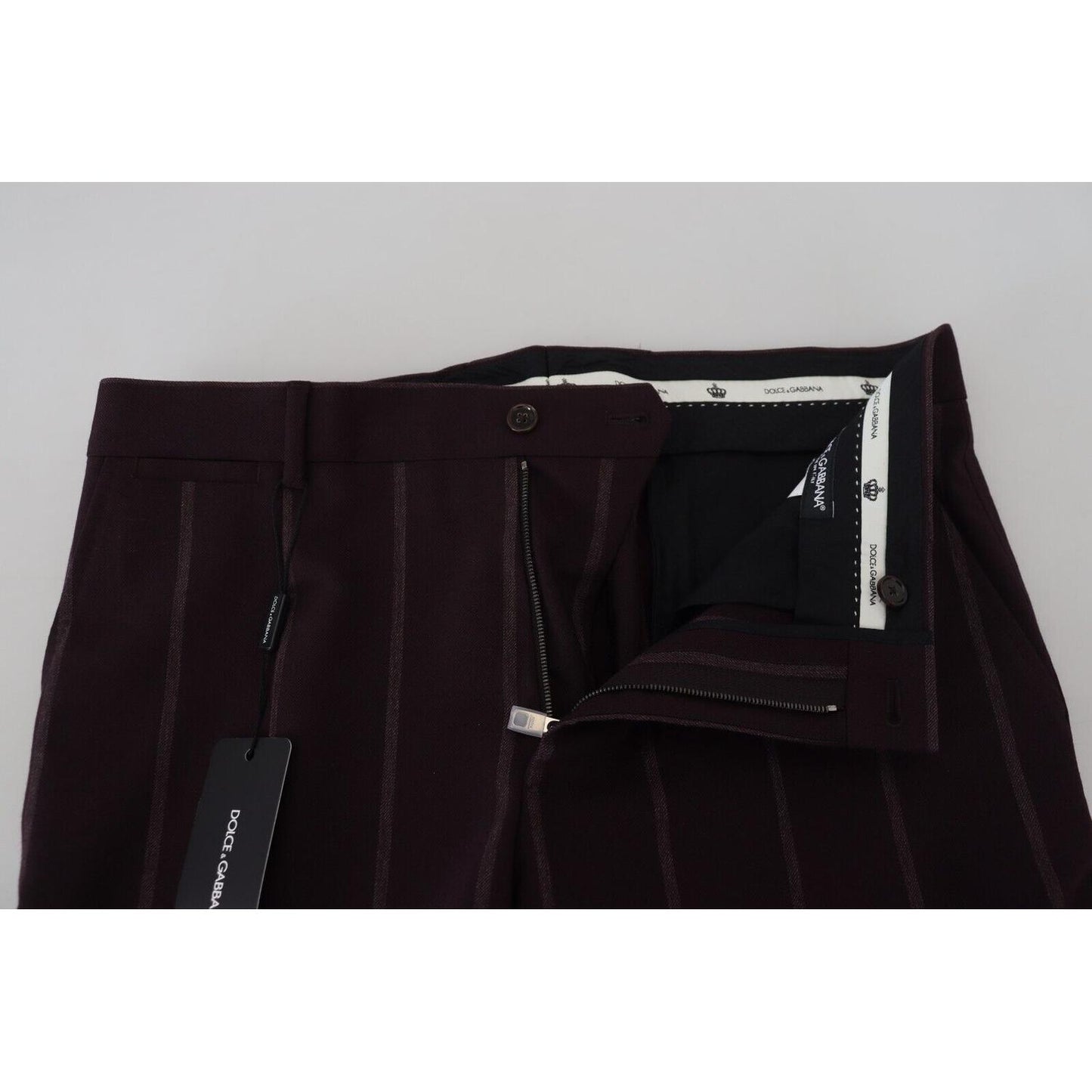 Dolce & Gabbana Brown Striped Men Trousers Cotton Pants Dolce & Gabbana