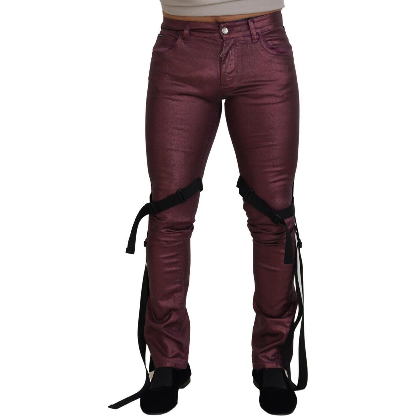 Dolce & Gabbana Magenta Cotton Men Casual Harness Denim Jeans Dolce & Gabbana