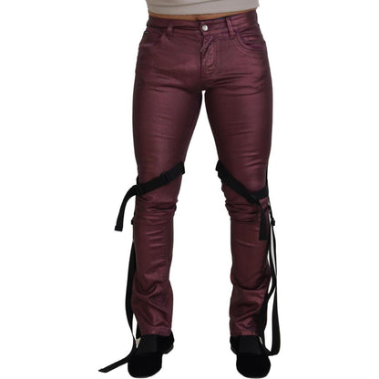 Dolce & Gabbana Magenta Cotton Men Casual Harness Denim Jeans Dolce & Gabbana