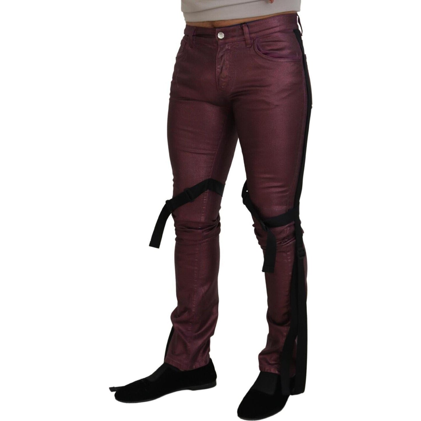 Dolce & Gabbana Magenta Cotton Men Casual Harness Denim Jeans Dolce & Gabbana