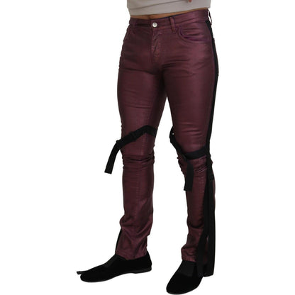 Dolce & Gabbana Magenta Cotton Men Casual Harness Denim Jeans Dolce & Gabbana