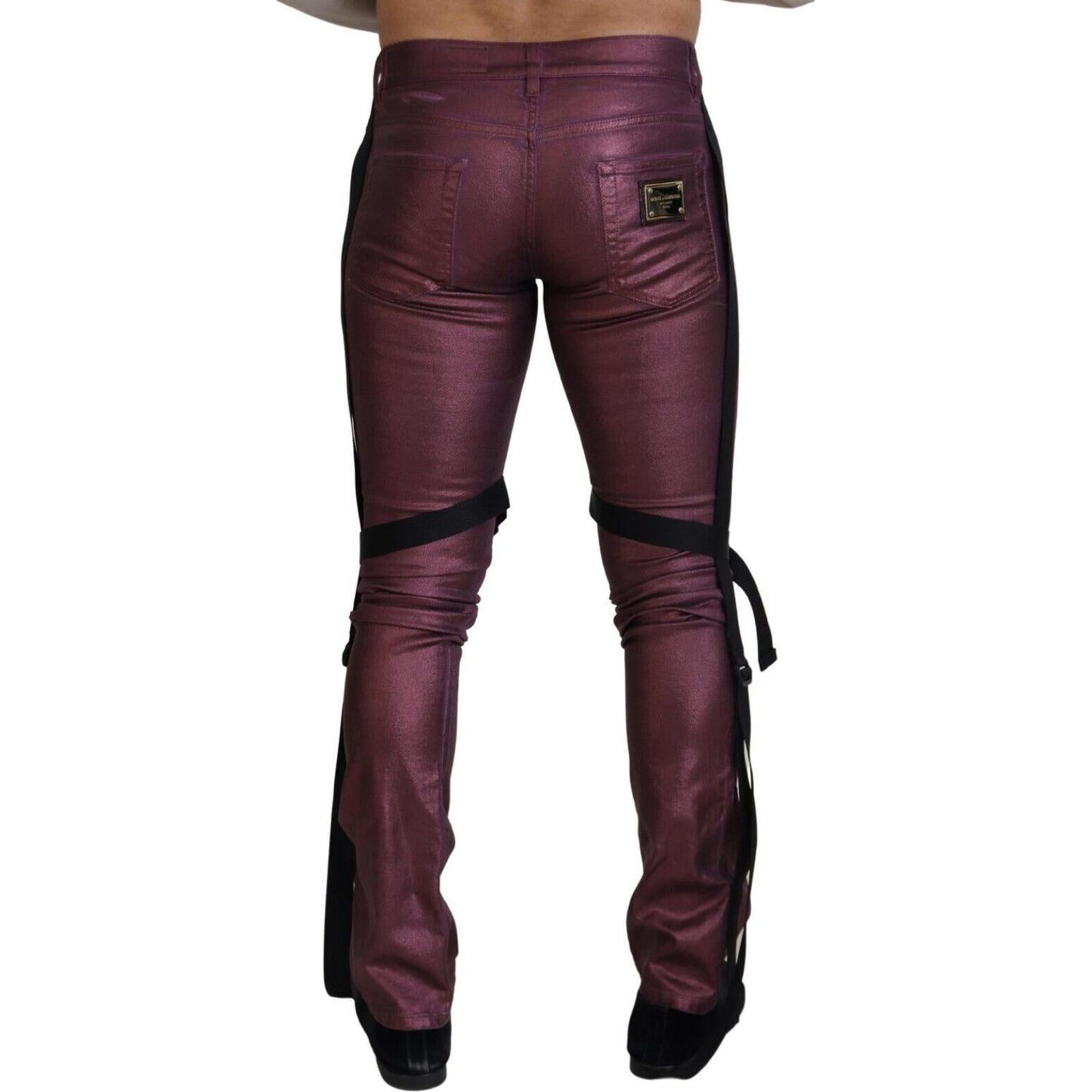 Dolce & Gabbana Magenta Cotton Men Casual Harness Denim Jeans Dolce & Gabbana