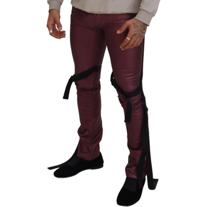 Dolce & Gabbana Magenta Cotton Men Casual Harness Denim Jeans Dolce & Gabbana